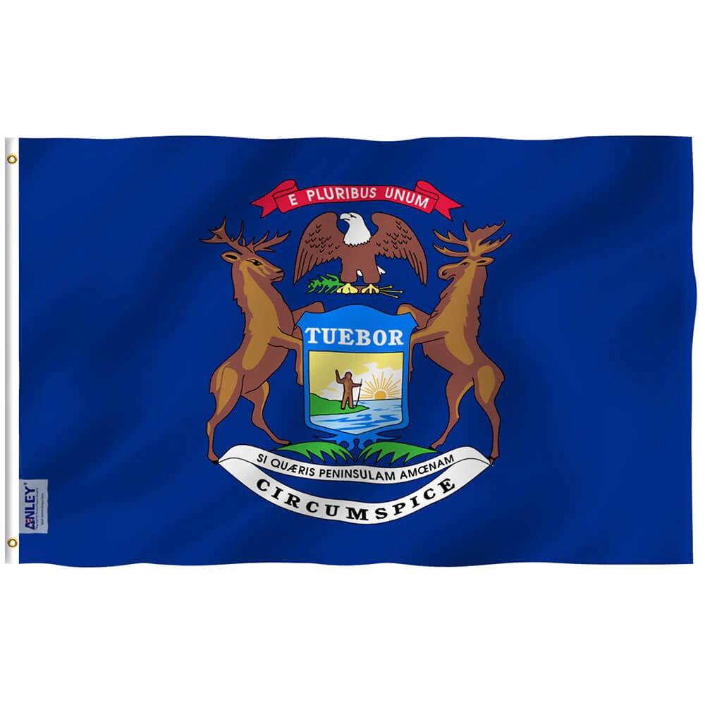 Michigan State Flag - Mich. MI Flag with Brass Grommets 3X5Ft Banner USA by flagsjustdoit