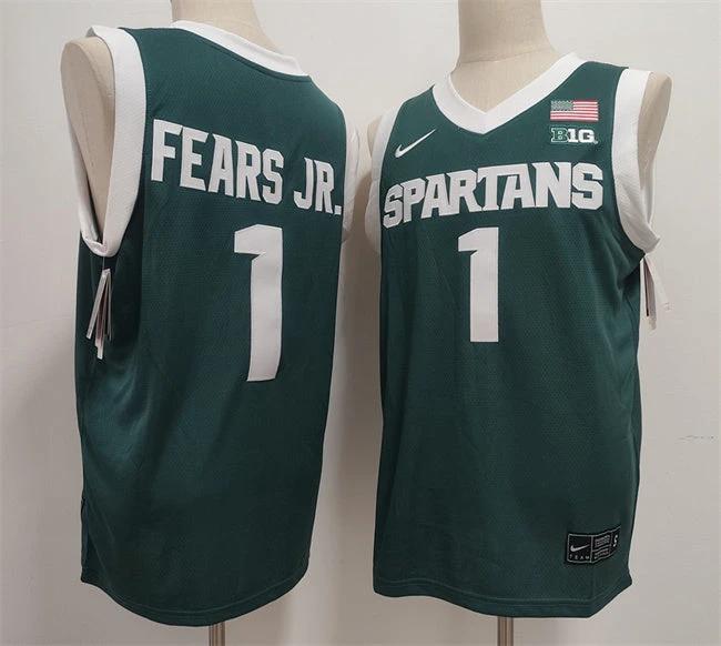 Michigan State Spartans Green #1 Jeremy Fears Jr. Green Stitched Jersey by My store basketball