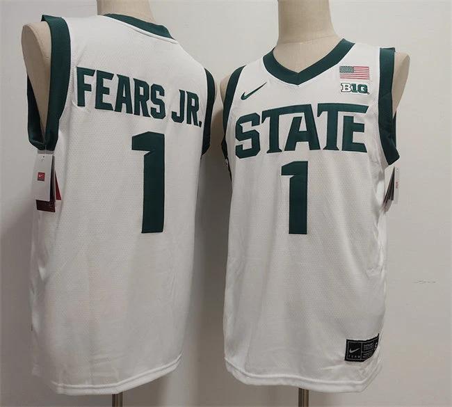 Michigan State Spartans Green #1 Jeremy Fears Jr. White Stitched Jersey by My store basketball