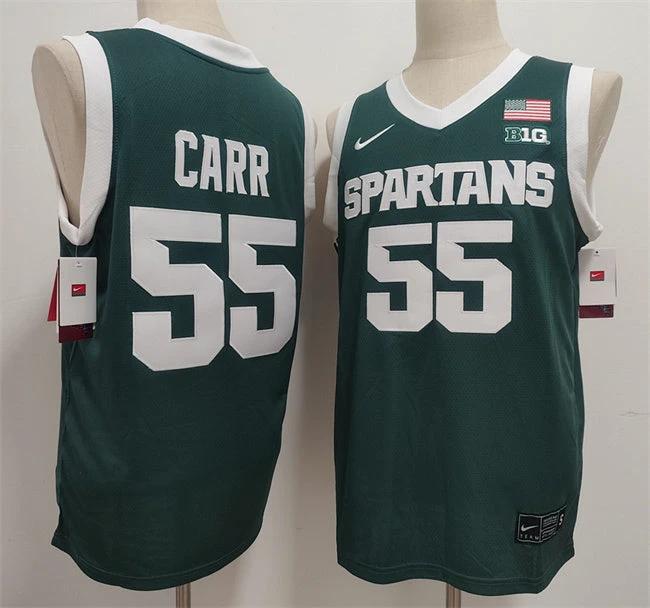 Michigan State Spartans Green #55 Coen Carr Green Stitched Jersey by My store basketball