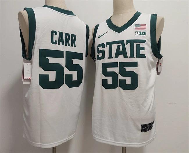 Michigan State Spartans Green #55 Coen Carr White Stitched Jersey by My store basketball
