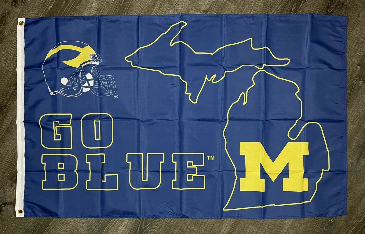 Michigan Wolverines Flag 3x5 ft Sports State Blue Banner Man-Cave Garage by flagsjustdoit