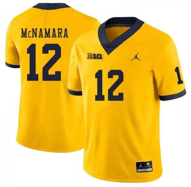 Michigan Wolverines #12 Cade McNamara Yellow College Football Jersey by My Store
