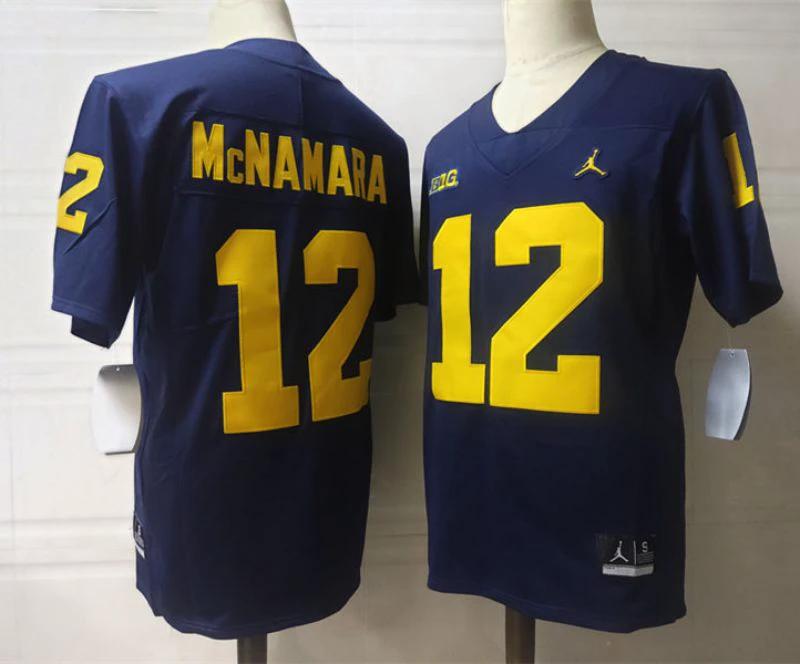 Michigan Wolverines #12 Mcnamara NCAA Football Jersey Navy by My Store