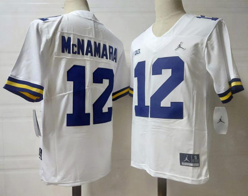 Michigan Wolverines #12 Mcnamara NCAA Football Jersey White by My Store