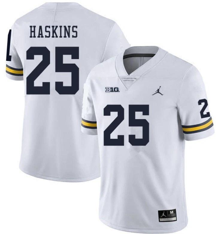 Michigan Wolverines #25 Hassan Haskins White College Football Jersey by My Store