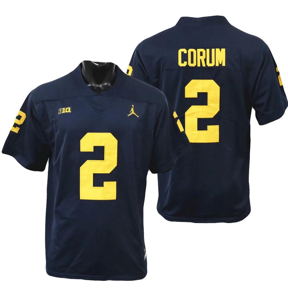 Michigan Wolverines #2 Blake Corum Jersey Alumni Player NCAA Football Game Jersey Navy by My Store