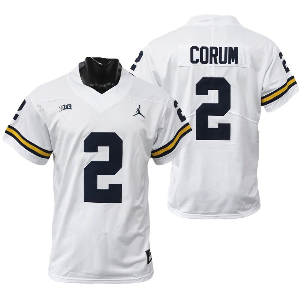 Michigan Wolverines #2 Blake Corum Jersey Alumni Player NCAA Football Game Jersey White by My Store