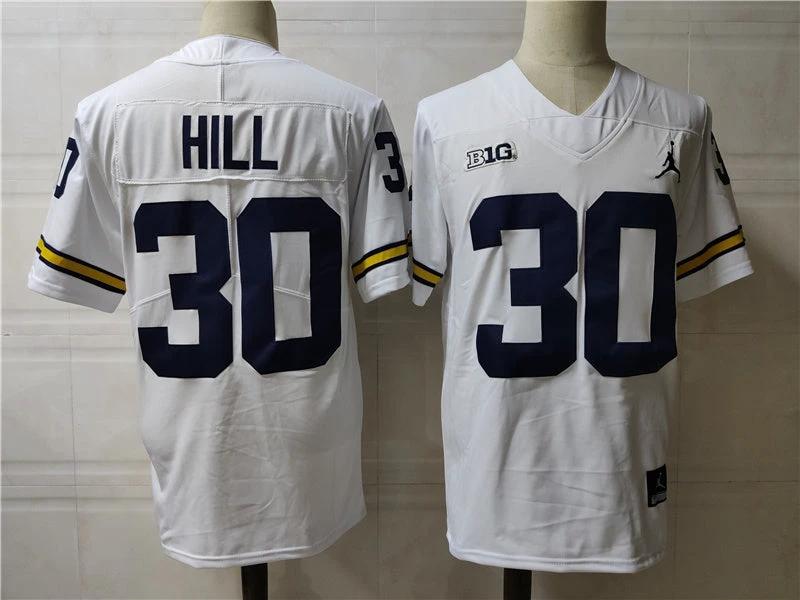 Michigan Wolverines #30 Hill College Football Jersey White by My Store