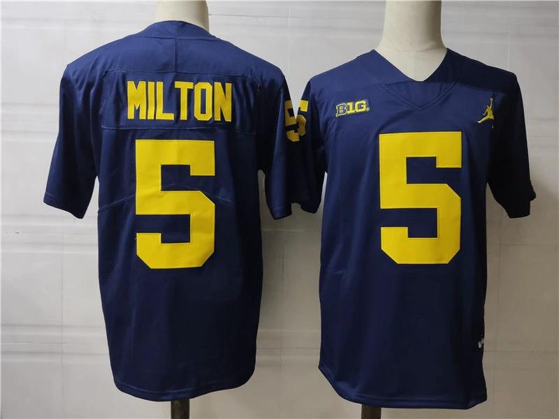 Michigan Wolverines #5 Joe Milton College Football Jersey Navy by My Store