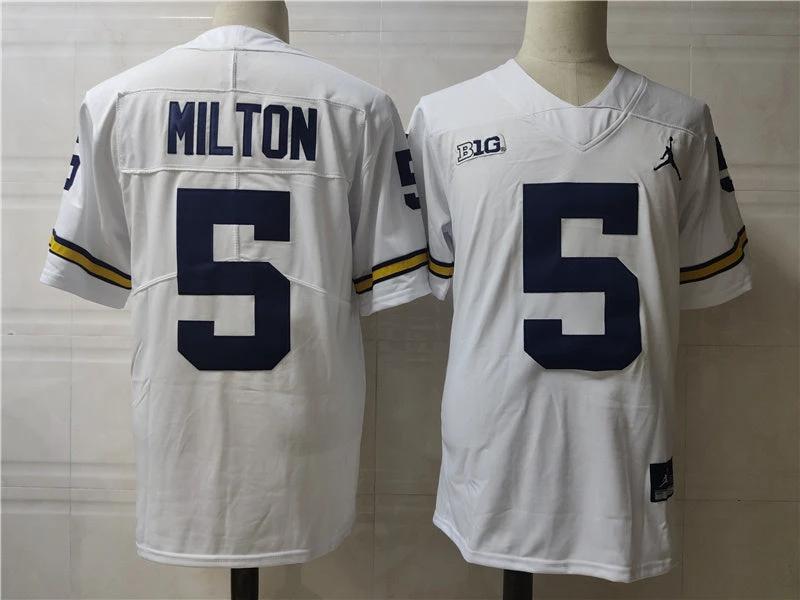 Michigan Wolverines #5 Joe Milton College Football Jersey White by My Store
