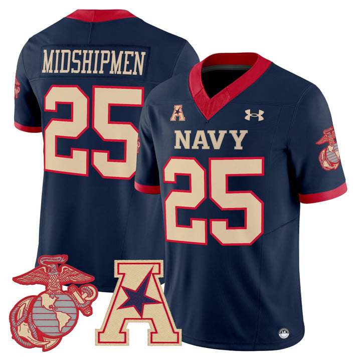 Midshipmen Jersey #25 Navy Midshipmen Vapor USMC Premier Stitched by My Store NCAA Football Jerseys