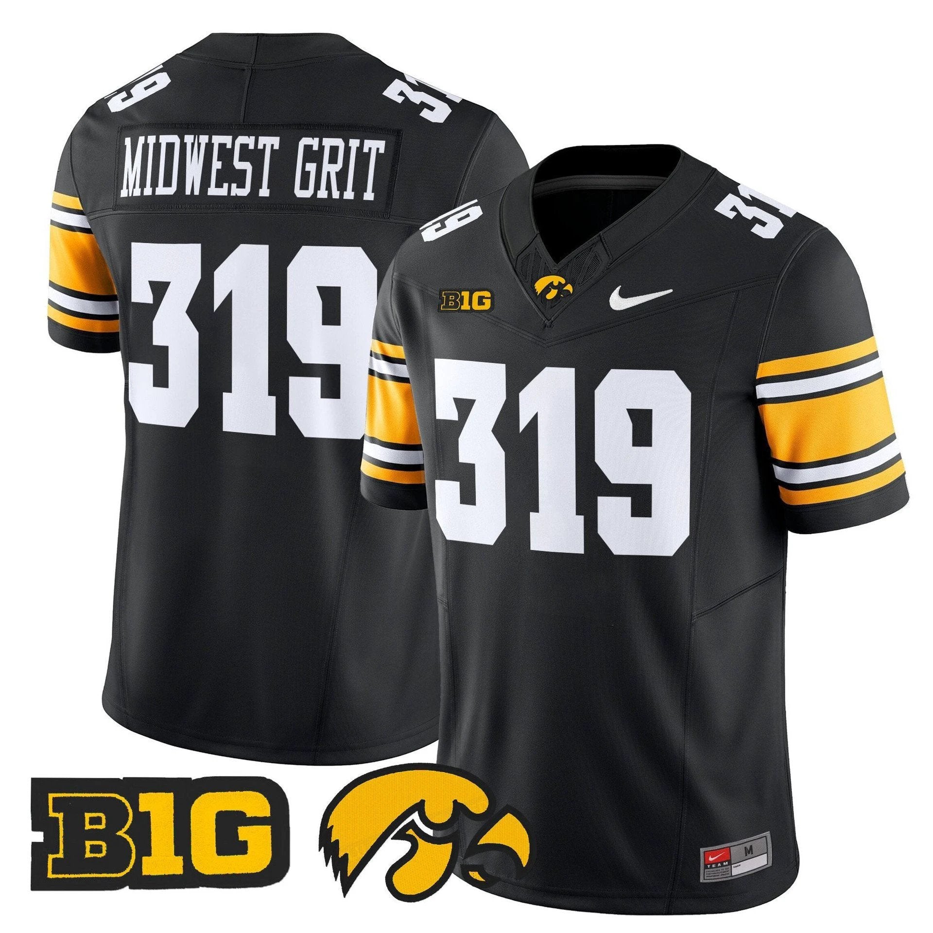 Midwest Grit Jersey #319 Iowa Hawkeyes 2025 Limited Stitched Black by My Store