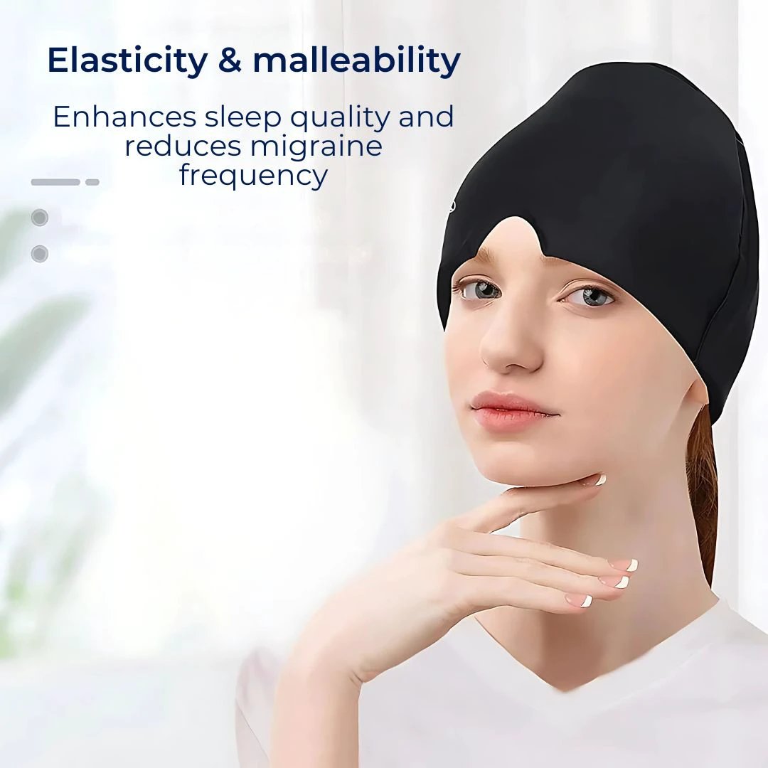 MigraSoothe Gel Hood Instant Headache and Migraine Relief | Cooling Comfort, Pressure Therapy & Light Blocking for Anytime Use Bowlift by Bowlift