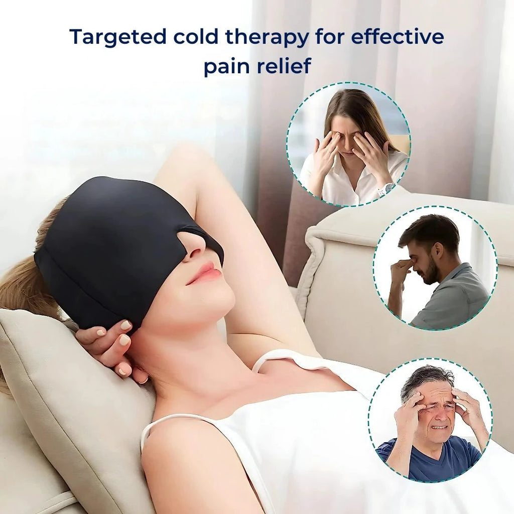 MigraSoothe Gel Hood Instant Headache and Migraine Relief | Cooling Comfort, Pressure Therapy & Light Blocking for Anytime Use Bowlift by Bowlift