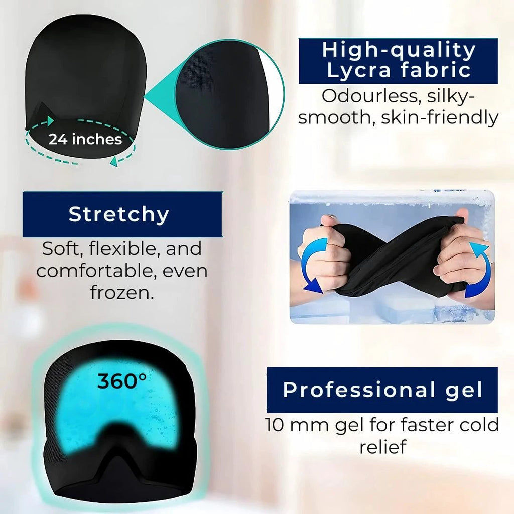 MigraSoothe Gel Hood Instant Headache and Migraine Relief | Cooling Comfort, Pressure Therapy & Light Blocking for Anytime Use Bowlift by Bowlift
