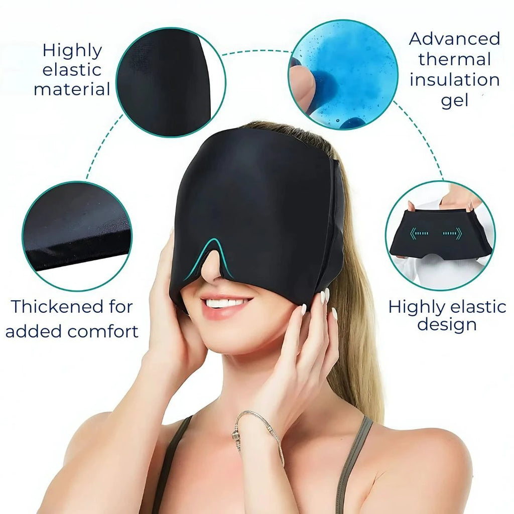 MigraSoothe Gel Hood Instant Headache and Migraine Relief | Cooling Comfort, Pressure Therapy & Light Blocking for Anytime Use Bowlift by Bowlift