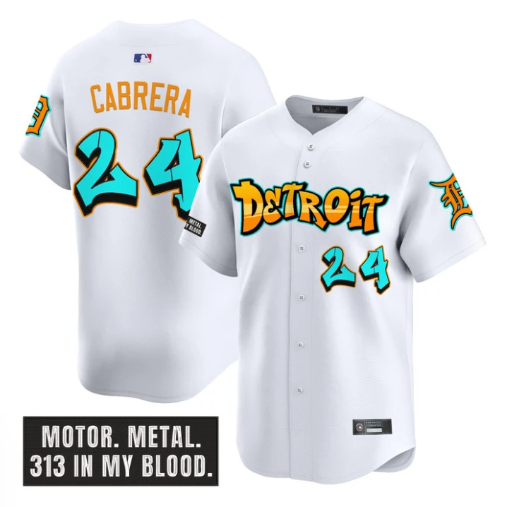 Miguel Cabrera Jersey #24 Detroit Tigers Graffiti Motor City Edition White by My Store