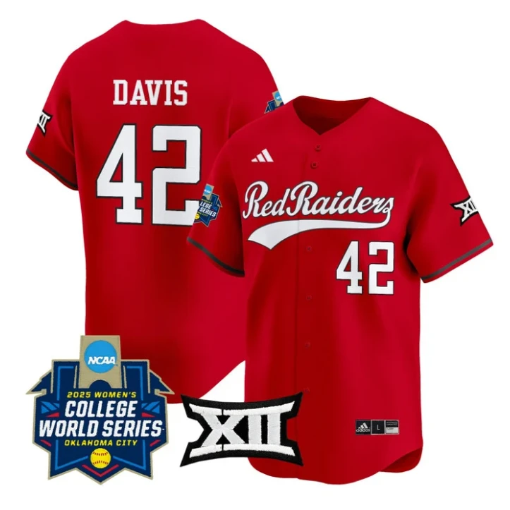 Mihyia Davis Jersey #42 Texas Tech Red Raiders 2025 World Series Stitched Red by My Store