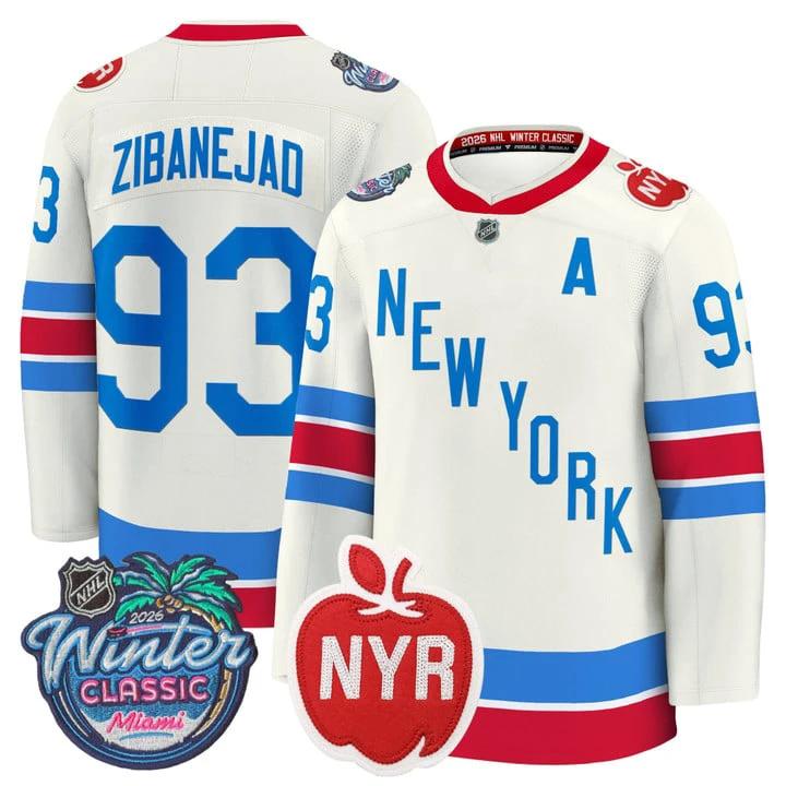 Mika Zibanejad Jersey #93 New York Rangers 2026 Winter Classic Premium Stitched by Hockey David