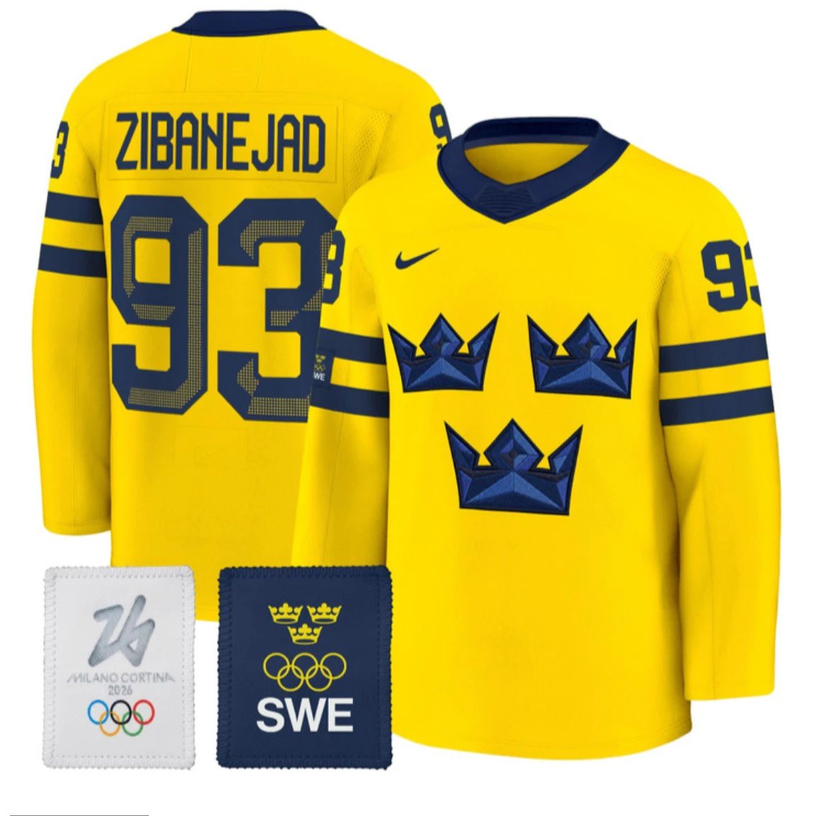 Mika Zibanejad Jersey #93 Sweden Olympic 2026 Premium All Stitched by Hockey David