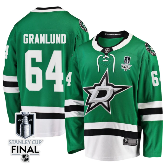 Mikael Granlund 64 Dallas Stars 2025 STANLEY CUP Final Patch Home Men Jersey Black by Hockey David