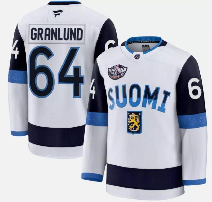 Mikael Granlund Jersey #64 Finland White 2025 4 Nations Face-Off Stitched by Hockey David