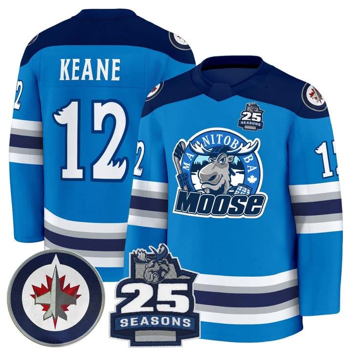 Mike Keane Jersey #12 Manitoba Moose 2025 Premium All Stitched by Hockey David
