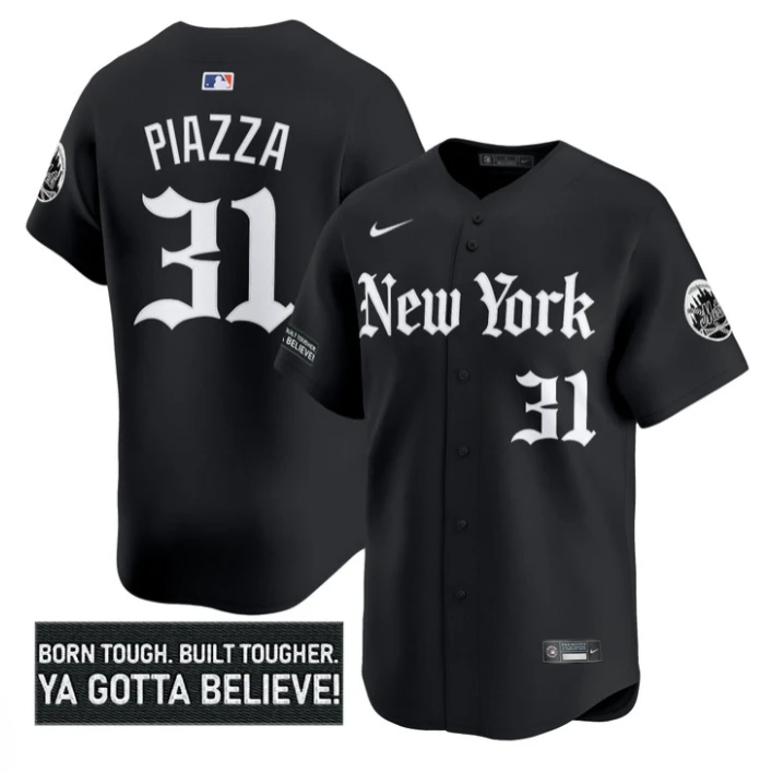 Mike Piazza Jersey #31 New York Mets Gothic Borough Edition Stitched Black by My Store