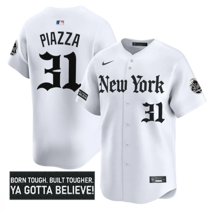 Mike Piazza Jersey #31 New York Mets Gothic Borough Edition Stitched White by My Store