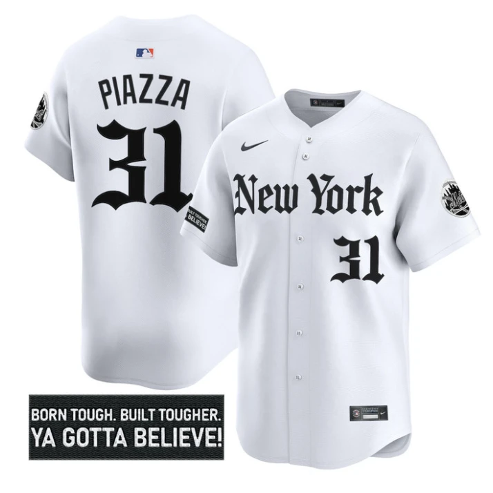Mike Piazza Jersey #31 New York Mets Gothic Borough Edition Stitched White by My Store