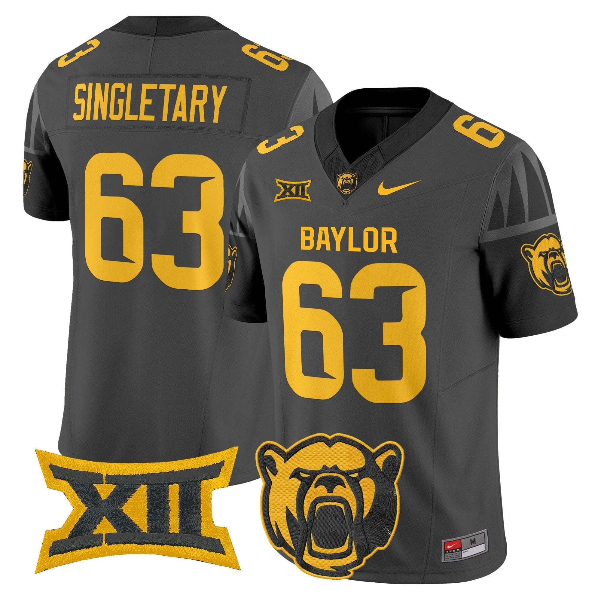 Mike Singletary Jersey #63 Baylor Bears 2025 V2 Vapor Stitched Black by NCAA Football Jersey