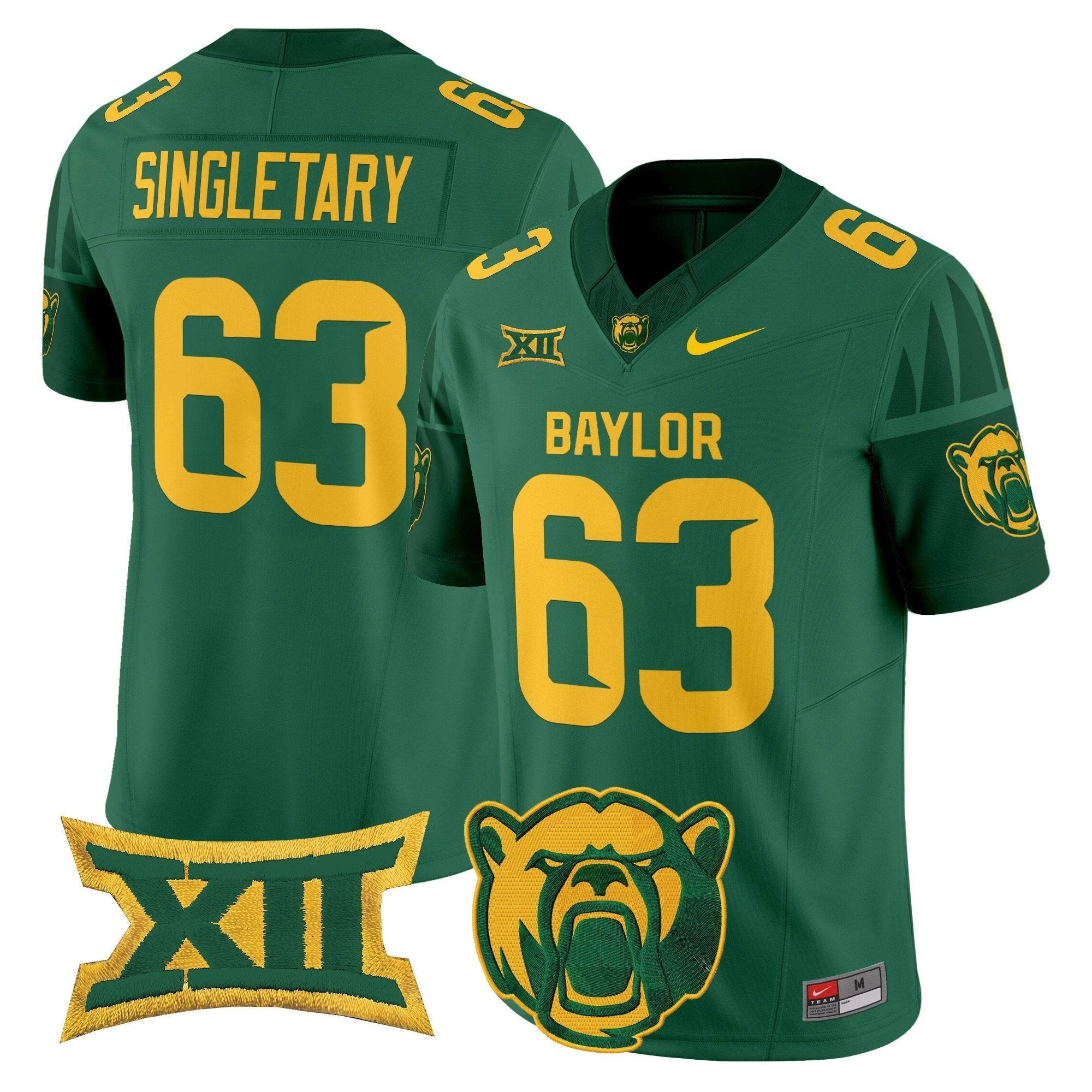 Mike Singletary Jersey #63 Baylor Bears 2025 V2 Vapor Stitched Green by NCAA Football Jersey