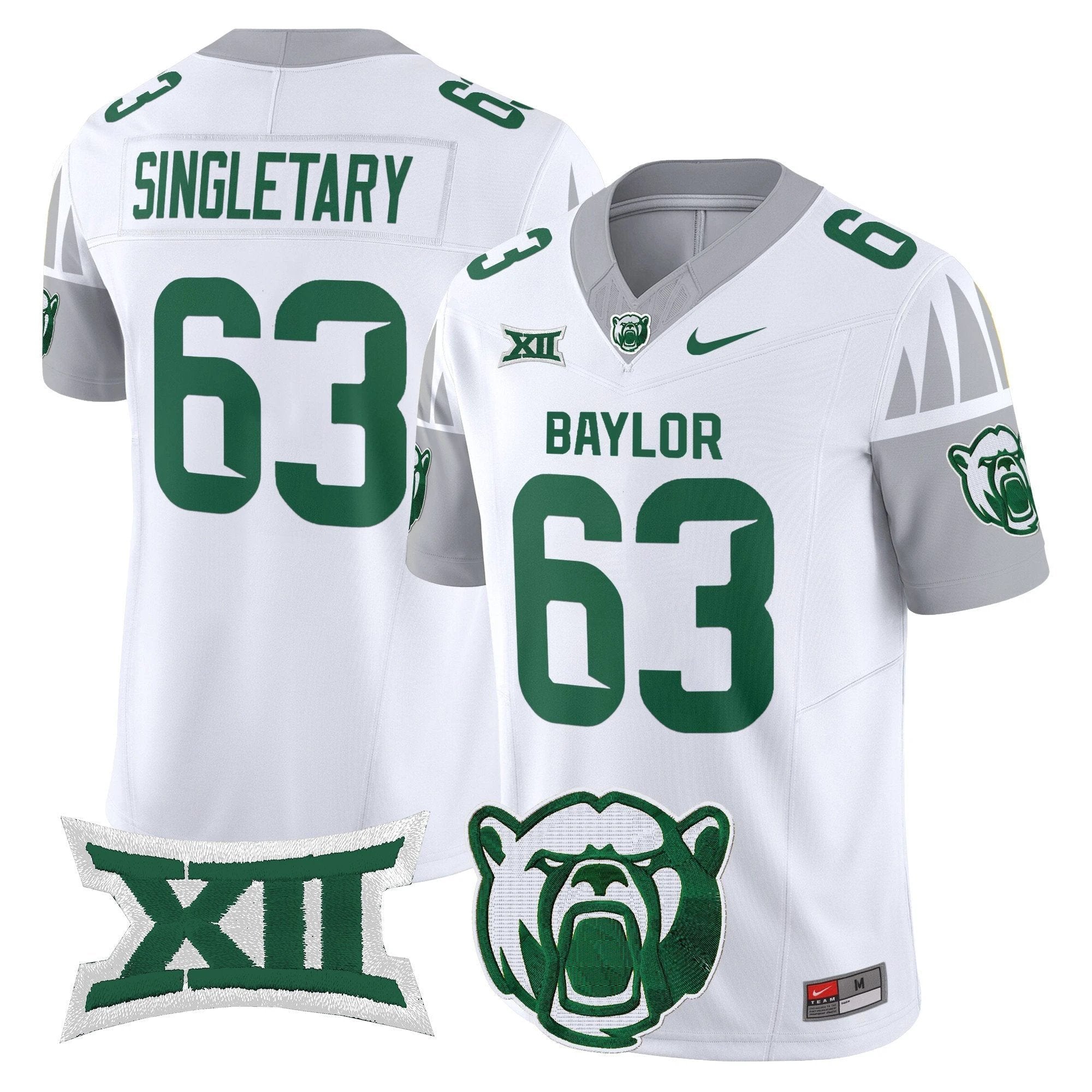 Mike Singletary Jersey #63 Baylor Bears 2025 V2 Vapor Stitched White by NCAA Football Jersey