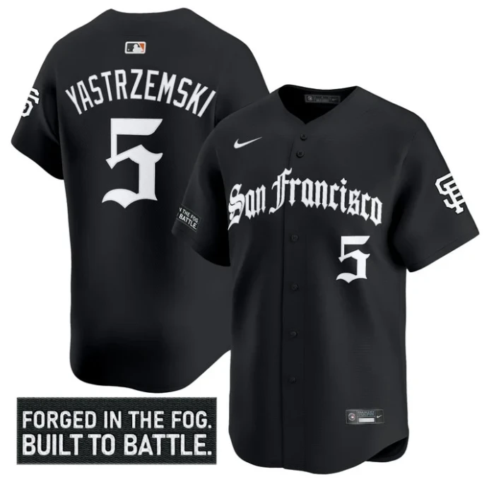 Mike Yastrzemski Jersey #5 San Francisco Giants Gothic Fog Edition Stitched Black by My Store