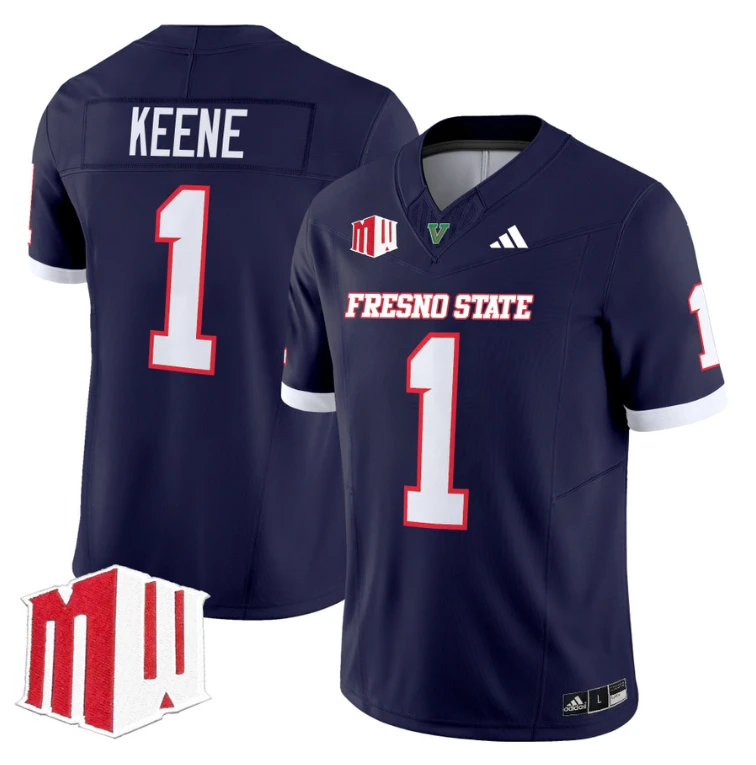 Mikey Keene Jersey #1 Fresno State Bulldogs 2024 Stitched Navy by My Store