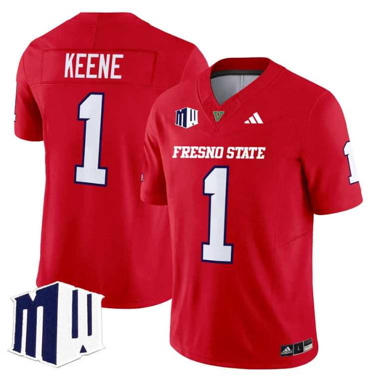 Mikey Keene Jersey #1 Fresno State Bulldogs 2024 Stitched Red by My Store
