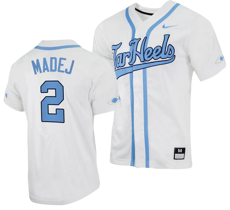 Mikey Madej Jersey #2 North Carolina Tar Heels Baseball White Full-Button by My Store