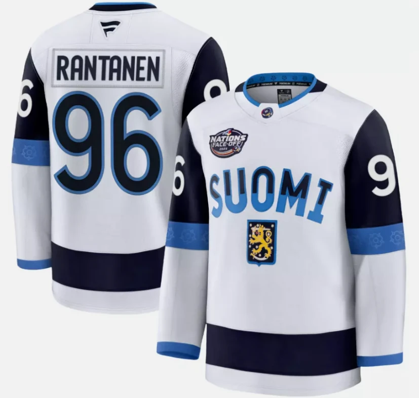 Mikko Rantanen Jersey #96 Finland White 2025 4 Nations Face-Off Stitched by Hockey David