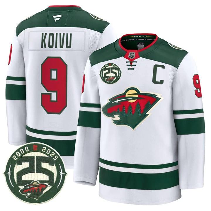 Mikko Koivu Jersey #9 Minnesota Wild 25th Anniversary Patch Stitched by Hockey David