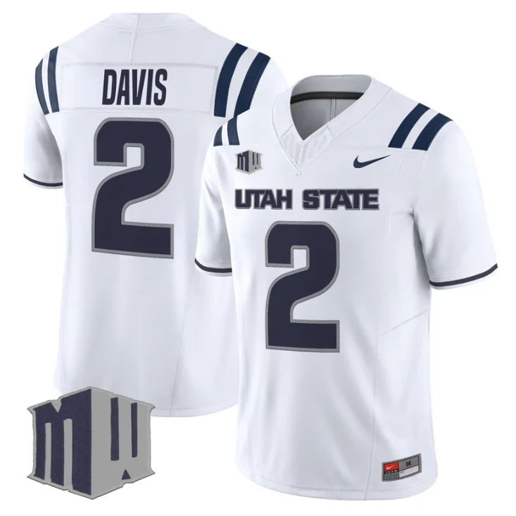 Miles Davis Jersey #2 Utah State Aggies 2025 Vapor Limited Stitched White by My Store NCAA Football Jerseys