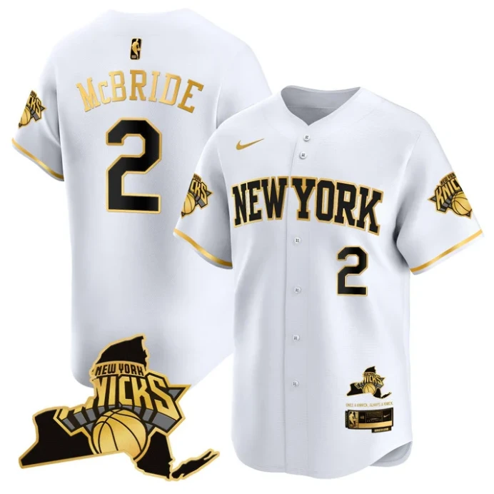 Miles McBride Jersey #2 New York Knicks Vapor Baseball Stitched White Gold by My Store