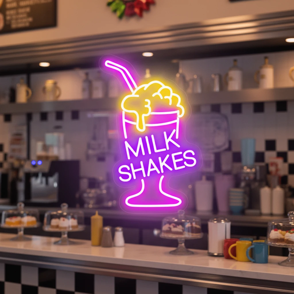 Milkshake Neon Sign Coffee Shop Neon Sign by Neonchics