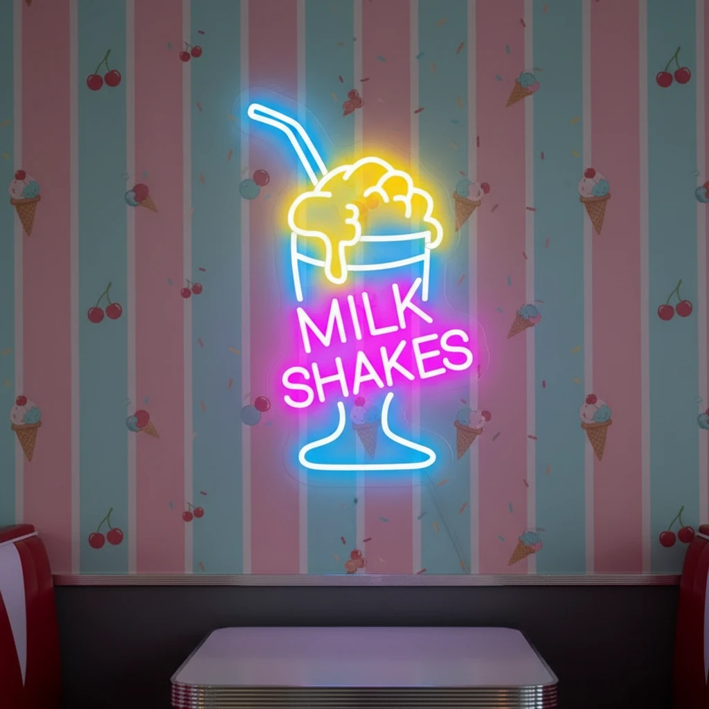 Milkshake Neon Sign Coffee Shop Neon Sign by Neonchics