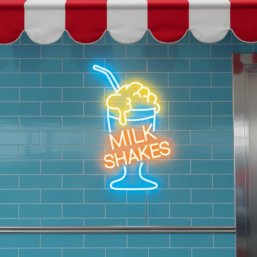 Milkshake Neon Sign Coffee Shop Neon Sign by Neonchics