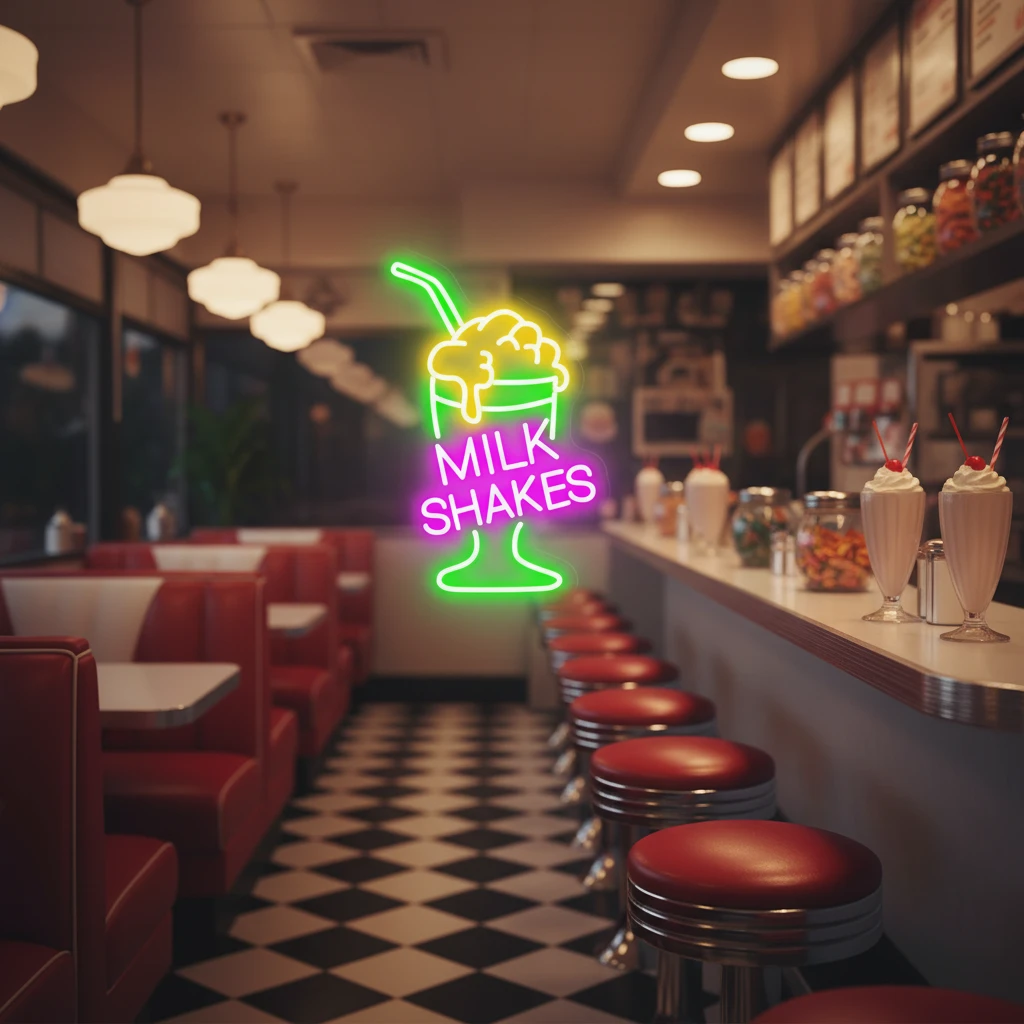 Milkshake Neon Sign Coffee Shop Neon Sign by Neonchics