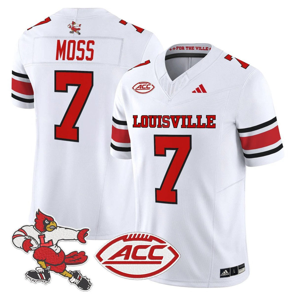 Miller Moss Jersey #7 Louisville Cardinals 1980s Throwback Stitched White by My Store NCAA Football Jerseys