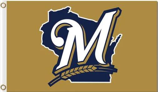 Milwaukee Brewers American Flag 3X5Ft Banner USA Polyester with Brass Grommets by flagsjustdoit
