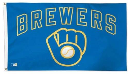 Milwaukee Brewers Deluxe Glove Flag 3X5Ft Banner USA Polyester with Brass Grommets by flagsjustdoit