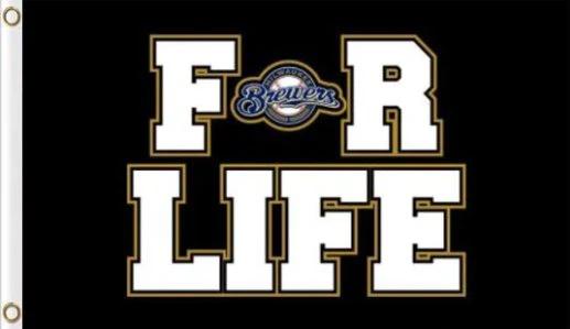 Milwaukee Brewers For Life Flag 3X5Ft Banner USA Polyester with Brass Grommets by flagsjustdoit
